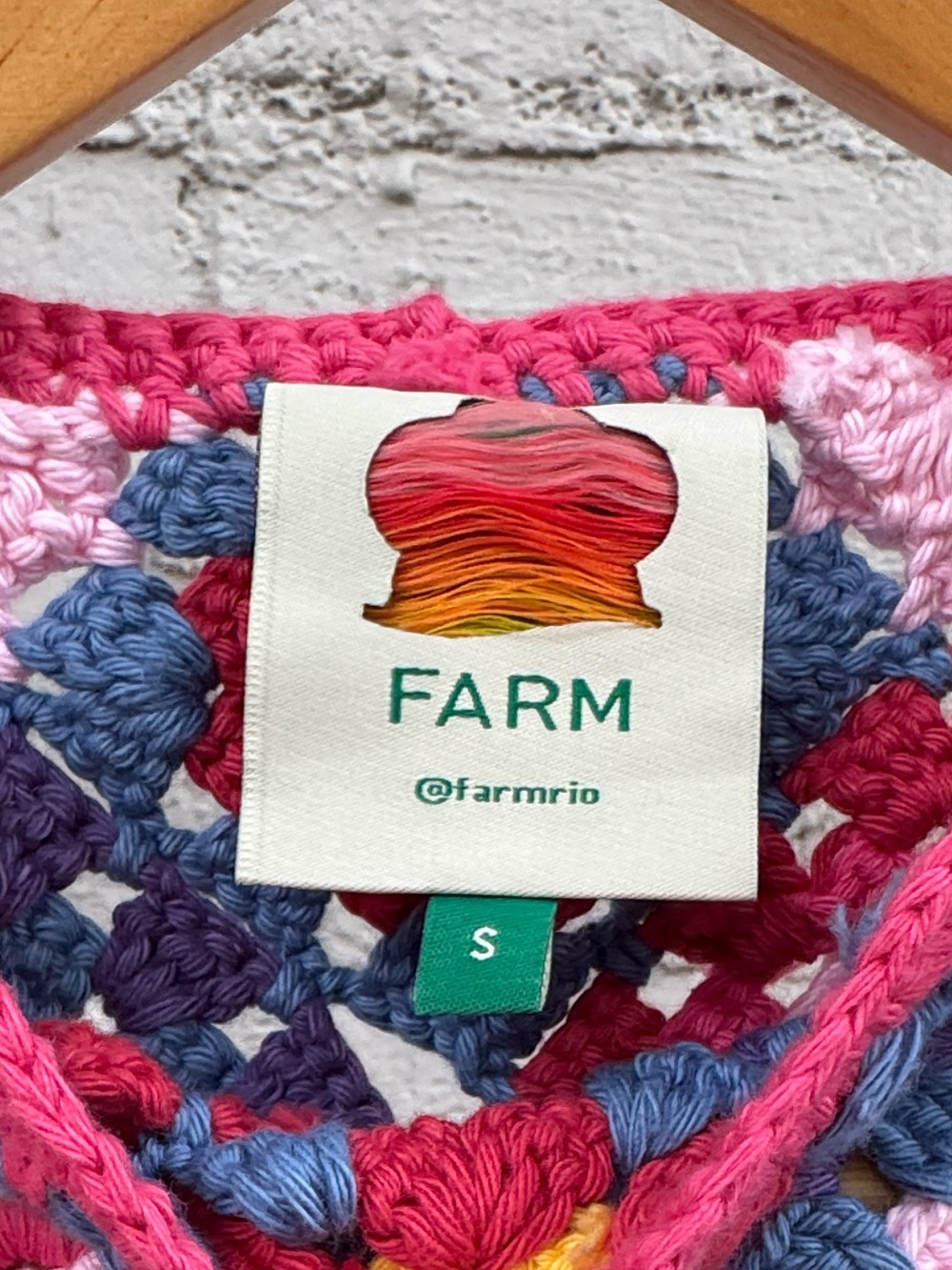 FARM Rio Crochet Square Vest Red Multi Butterfly Sleeves Size S - Picture 10 of 13